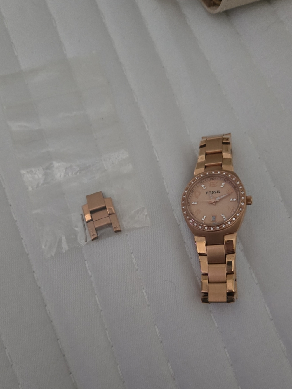 Fossil Rose Gold-Tone Crystal Accent Women's Bracelet Watch